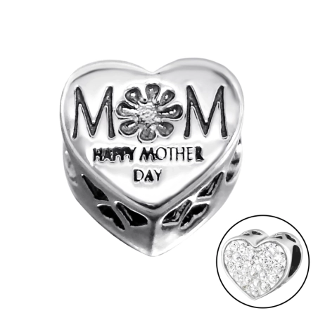 Srdce mama Korálky so zirkónom/krištáľom šperky | All4silver