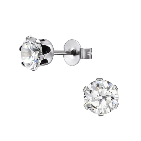 Round 6mm Puzetové náušnice z ocele šperky | All4silver