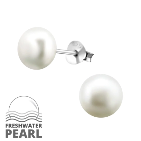 7mm Puzetové náušnice s perlou šperky | All4silver