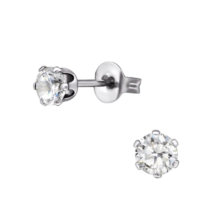 Guľatá 4mm Puzetové náušnice z ocele šperky | All4silver
