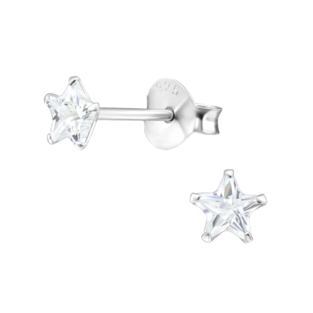 Hviezda 4mm - 925 Mincový Striebro #SC# s zirkóny #4655 | #AN#