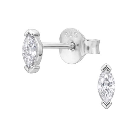 2x5 mm Oválny zirkón Puzetové náušnice so zirkónom šperky | All4silver