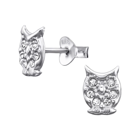 8 mm Sova s krištáľmi Krištáľové puzetové náušnice šperky | All4silver
