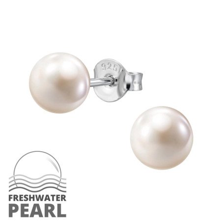 6 mm Sladkovodná perla Puzetové náušnice s perlou šperky | All4silver