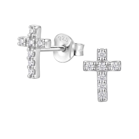 8 mm Kríž so zirkónmi Puzetové náušnice so zirkónom šperky | All4silver
