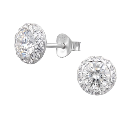 8 mm Okrúhle s kryštáľmi Krištáľové puzetové náušnice šperky | All4silver