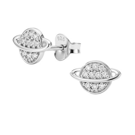 10 mm Saturn so zirkónmi Puzetové náušnice so zirkónom šperky | All4silver