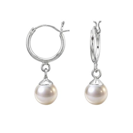 Perla zavesená na krúžku Okrúhle náušnice šperky | All4silver
