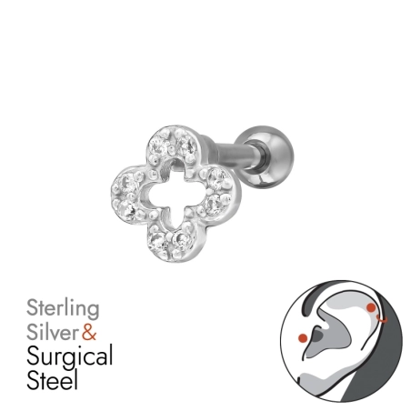 Silueta Štvorlístka Tunely a Helix piercingy do uší šperky | All4silver