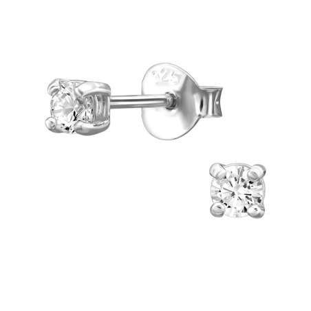 3mm Okrúhly zirkón Puzetové náušnice so zirkónom šperky | All4silver