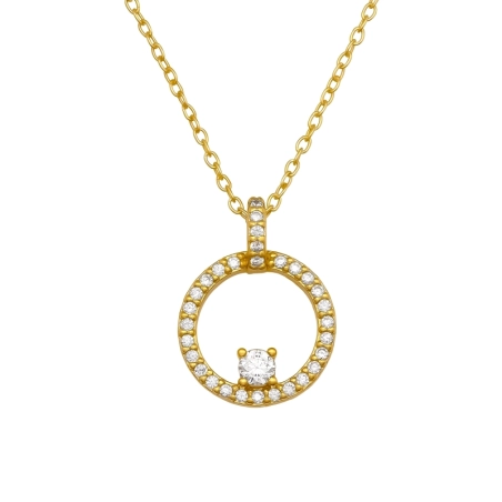 17mm Otvorený pozlátený kruh so zirkónmi Geometrický tvary šperky | All4silver