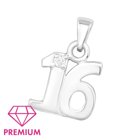 Strieborné Číslo 16 - Premium* - Šperkové Striebro 925 Prívesky So Zirkónom
