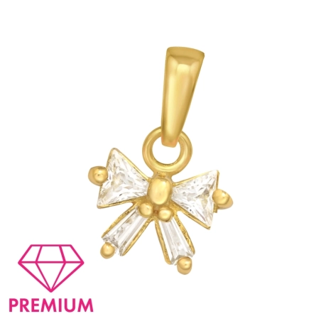 Pozlátený mašľa - Premium* - Šperkové Striebro 925 Prívesky Pre Deti