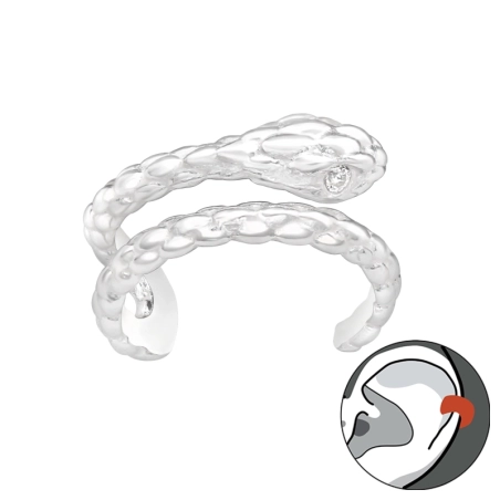 Had so zirkónmi - Šperkové Striebro 925 Náušnice Na Jedno Ucho