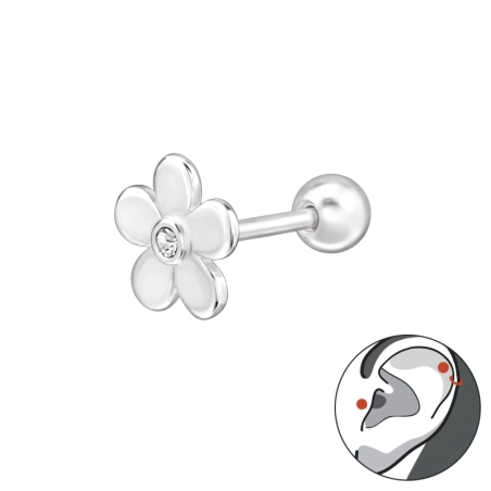 Kvetina s krištáľom - Šperkové Striebro 925 Ear